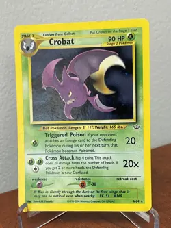 Pokemon 1995 Crobat TCG #4/64 Holo Unlimited Rare Neo Revelation - LP - Image 1
