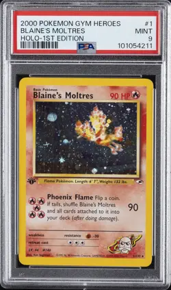 2000 POKEMON GYM HEROES HOLO-1ST ED #1 BLAINE'S MOLTRES PSA 9 - Image 1