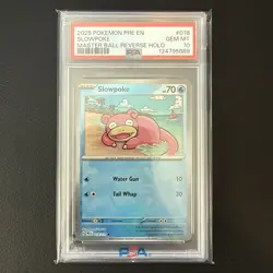 2025 POKEMON PRISMATIC EVOLUTIONS MASTER BALL REVERSE HOLO #018 SLOWPOKE PSA 10 - Image 3