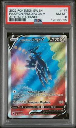 2022 Pokemon SWSH Full Art Origin Forme Dialga V 177/189 Astral Radiance PSA 8 - Image 1