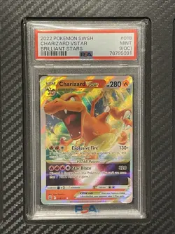 2022 PSA 9 (OC) Charizard Vstar #018 Pokemon TCG SWSH Brilliant Stars Off Center - Image 1