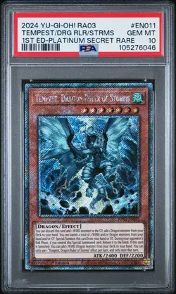 2024 1ST ED-PLATINUM SECRET RARE #EN011 TEMPEST, DRAGON RULER OF STORMS PSA 10 - Image 1