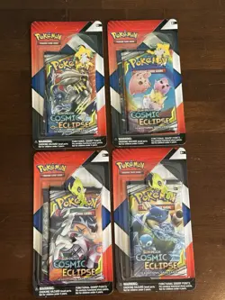 Cosmic Eclipse Blister 4 Pack Full Art UNPUNCHED! Pokemon Card Tcg New Sealed! - Image 1