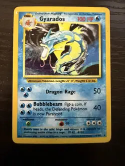 Pokemon Gyarados Holo Card 6/102 Base Set, WOTC 1999, Vintage Unlimited - Image 1