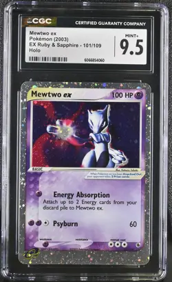 CGC 9.5 MINT+ Mewtwo ex 2003 EX Ruby & Sapphire 101/109 Holo Pokemon Card - Image 1