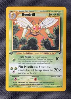 NEAR MINT - MINT Beedrill 1st Edition Neo Discovery 18/75 - Pokemon Card WOTC - Image 1