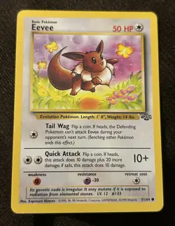Eevee 51/64 Jungle Common Pokemon Card LP Vintage 1995 - Image 1