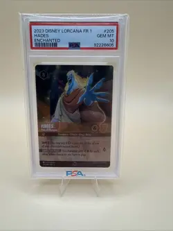Hades 2023 Disney Lorcana En 1-The First Chapter #205 Enchanted PSA Error 10 FR - Image 1