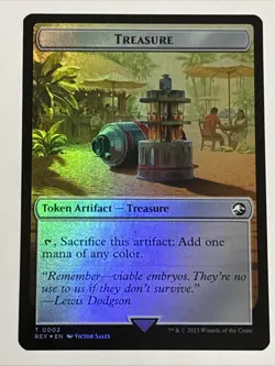 MTG Universes Beyond: Jurassic World Treasure/Golem Token Foil 0002/0013 - Image 1