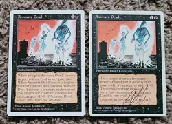 MTG 2x X2 Magic Animate Dead 4th 5th Edition Regular Uncommon MP HP DAMAGED - Image 1