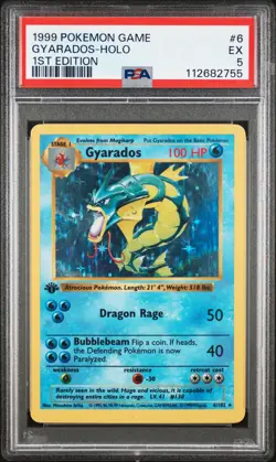 1999 POKEMON BASE SET 1ST EDITION #6 GYARADOS-HOLO PSA 5 - Image 1