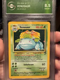 18/130 Pokemon Base Set 2 Venusaur Holo Graded 8.5 NM-MT+ (TGA) - Image 1