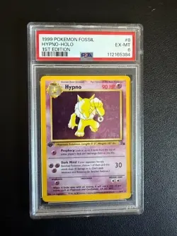 1999 Pokemon Fossil 1st Edition 8/62 Hypno Holo PSA 6 - Image 1