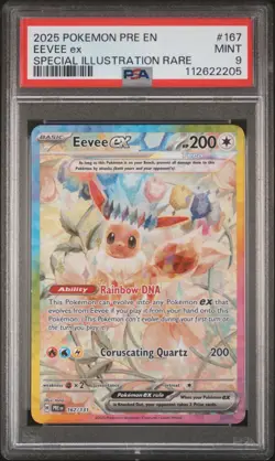 2025 POKEMON PRE EN-PRISMATIC EVOLUTIONS #167 EEVEE EX PSA 9 - Image 1