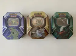 3x Pokemon TCG Triple Whammy Tin Art Set - Image 1