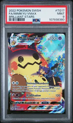 2022 POKEMON SWORD & SHIELD BRILLIANT STARS #TG17 FULL ART/MIMIKYU VMAX PSA 9 - Image 1