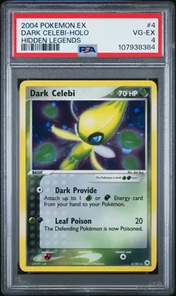 2004 POKEMON EX HIDDEN LEGENDS #4 DARK CELEBI-HOLO PSA 4 - Image 1