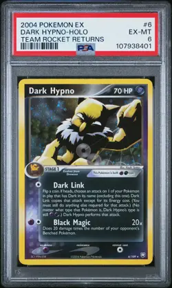 2004 POKEMON EX TEAM ROCKET RETURNS #6 DARK HYPNO-HOLO PSA 6 - Image 1