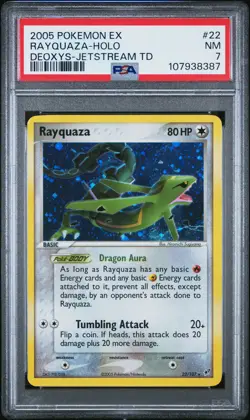 2005 POKEMON EX DEOXYS JETSTREAM THEME DECK #22 RAYQUAZA-HOLO PSA 7 - Image 1