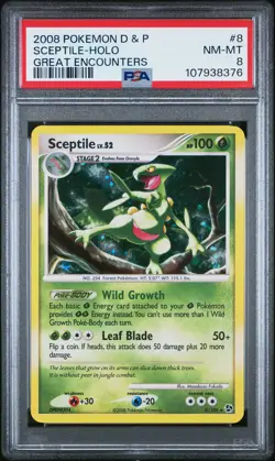 2008 POKEMON DIAMOND & PEARL GREAT ENCOUNTERS #8 SCEPTILE-HOLO PSA 8 - Image 1
