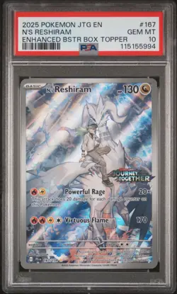 2025 POKEMON JTG EN-JOURNEY TOGETHER #167 N'S RESHIRAM PSA 10 - Image 1