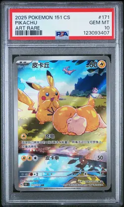 2025 POKEMON SIMPLIFIED CHINESE 151 C-COLL 151 ART RARE #171 PIKACHU PSA 10 - Image 1