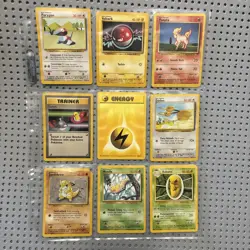 Vintage Pokemon Binder Lot Of 9 Cards Base Set 1999 90s Heavy Played - Image 1