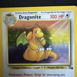 Pokemon Fossil Dragonite Holo Rare Card 4/62 - NM - Image 3