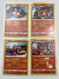 4 Card Lot Litten Torracat Incineroar Pokemon TCG common basic Stage 1&2 - Image 1