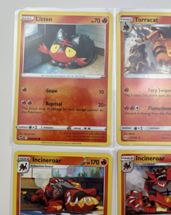 4 Card Lot Litten Torracat Incineroar Pokemon TCG common basic Stage 1&2 - Image 2