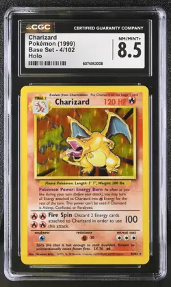 CGC 8.5 Charizard 1999 Base Set 4/102 Holo Pokemon Card - Image 1