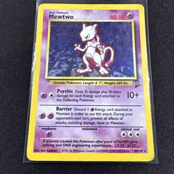 Pokemon Mewtwo Holo 10/130 Base Set 2 1999 WOTC Vintage Card TCG - Image 1