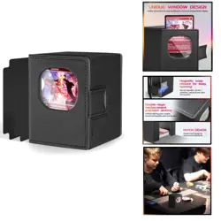 MTG Deck Box for Commander Display, Black, Modern Style, Trading Card Storage Bo - Image 1