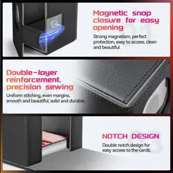 MTG Deck Box for Commander Display, Black, Modern Style, Trading Card Storage Bo - Image 5