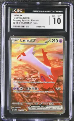 Pokemon Latias ex Surging Sparks Special Illustration Rare #239 CGC 10 Gem Mint - Image 1