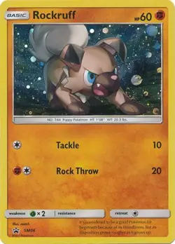 ROCKRUFF SM06 SUN & MOON PROMO POKEMON (COSMO HOLO RARE, LP) - Image 1