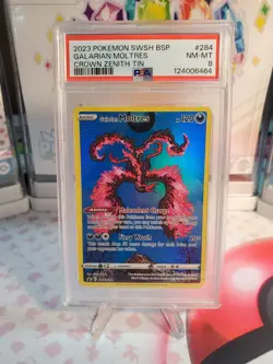 Galarian Moltres SWSH284 Full Art Black Star Promo Pokemon Card PSA 8 - Image 1