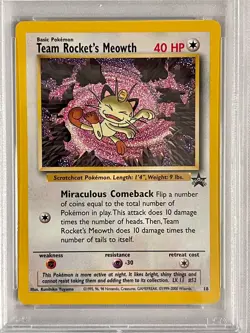 2000 Pokemon Black Star Promo Team Rocket's Meowth #18 Pokemon League PSA MINT 9 - Image 2