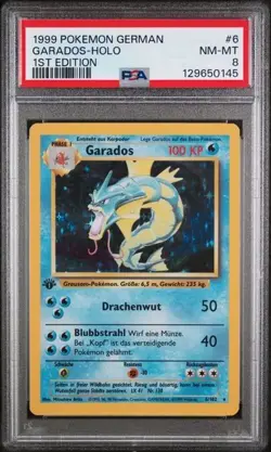 1999 Pokemon Base Set 1st Edition Gyarados Holo #6 GARADOS German PSA 8 MINT - Image 1