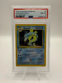 1999 Pokemon Base Set 1st Edition Gyarados Holo #6 GARADOS German PSA 8 MINT - Image 3