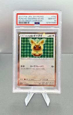2017 POKEMON JAPANESE SM PROMO #142 PONCHO-WEARING EEVEE EEVEE PSA 10 - Image 1