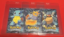 Pokemon Topps Squirtle Wartortle Blastoise Die Cut Evolution Set Blue Logo - Image 1