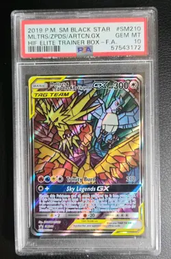 Moltres Zapdos Articuno GX SM210 PSA 10 Promo Stained Glass Pokemon Nintendo - Image 1