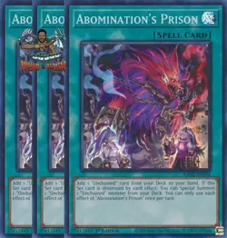 Yugioh! 3x Abomination's Prison RA02-EN064 Ultimate Rare 1st Ed NM - Image 1
