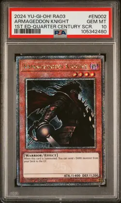 2024 YU-GI-OH! RA03-QUARTER CENTURY BONANZA #EN002 ARMAGEDDON KNIGHT PSA 10 - Image 1