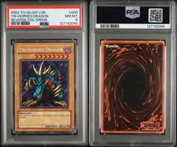 2002 Yu-Gi-Oh! LOB #000 Tri-Horned Dragon Reverse Foil Error PSA NM-MT 8 - Image 3