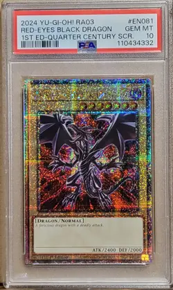2024 YuGiOh RA03 EN081 Red Eye Black Dragon 1st Ed. Quarter Century Rare PSA 10 - Image 1