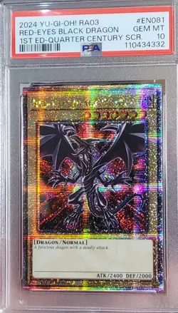 2024 YuGiOh RA03 EN081 Red Eye Black Dragon 1st Ed. Quarter Century Rare PSA 10 - Image 2