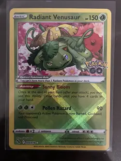Radiant Venusaur 004/078 Reverse Holo Rare Shiny TCG Card Pokemon Go - Image 1