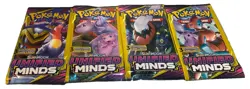 LOT OF 4 pks Pokemon Sun & Moon Unified Minds 3 Card Booster Art Set 2019 Sealed - Image 1